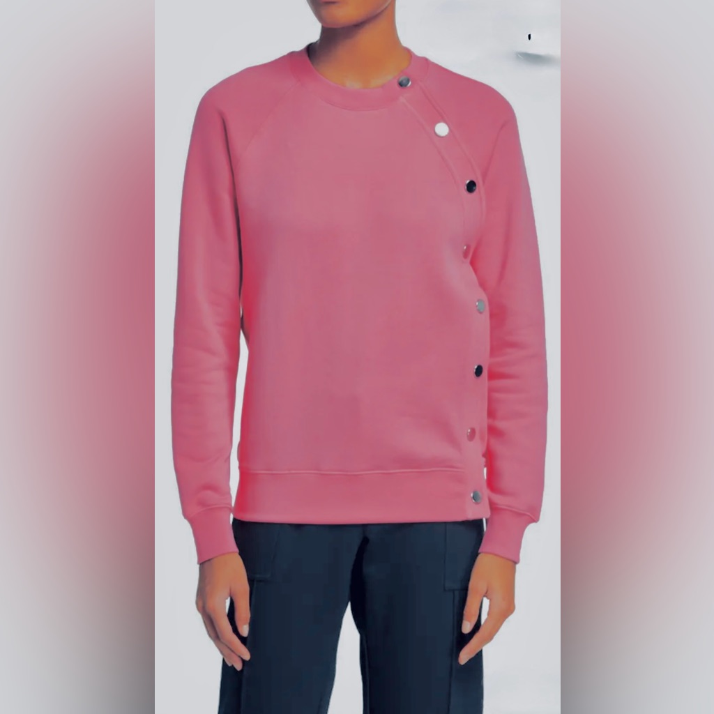 10 Crosby Derek Lam Vintage Pink Liana Sweatshirt Asymmetric Snap Placket Sz S